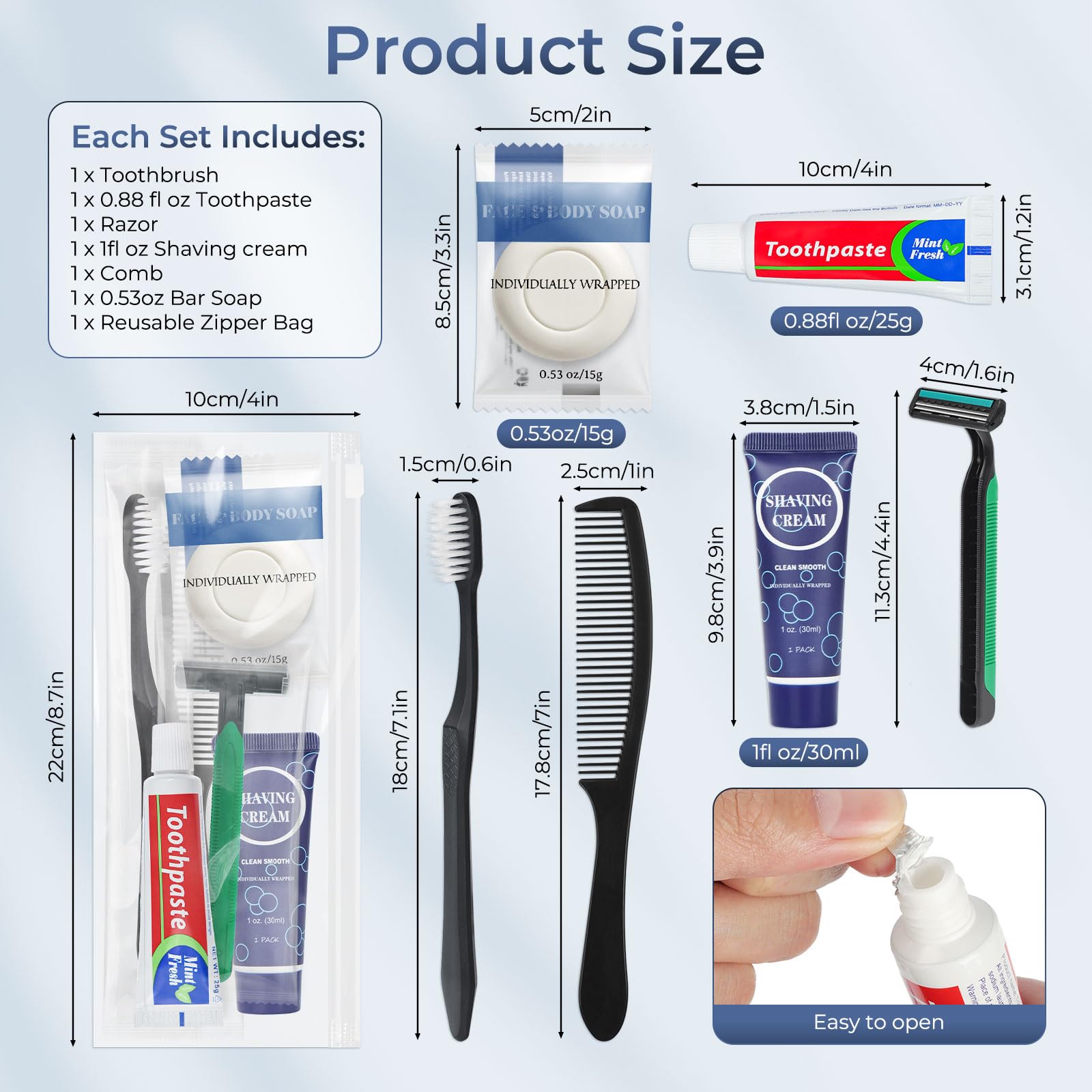 Kit da toeletta da viaggio, kit di igiene personale usa e getta, 6 in 1, kit di articoli da toeletta di base per uomini e donne, forniture per la cura dei senzatetto, kit di beneficenza per