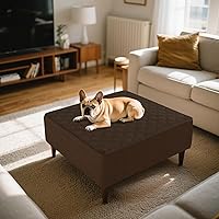 Vista 1 de Funda Otomana Acolchada Impermeable Fundas de Sofá para Reposapiés Funda de Taburete Fundas Protectoras para Taburete con Encaje Antideslizante Café