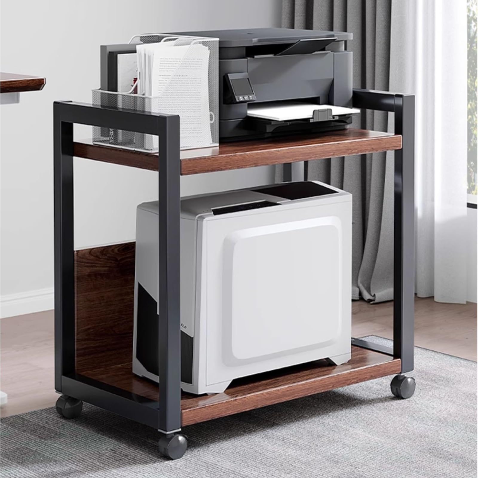 Mobili per Hi Fi Mobile Giradischi e Porta vinili con Ruote,Rack Audio Moderno,Mobiletto portaoggetti AV,Rack Audio Mobiletto portaoggetti,Rack Audio Rack componenti Stereo(51x40x55cm)