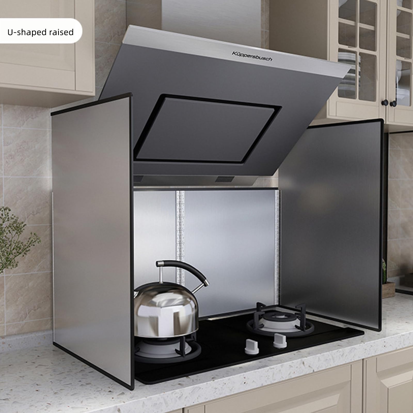 Paraschizzi da cucina, pieghevole, 4 lati, anti-splatter, in acciaio inox, senza foratura, per cucina e parete, 40 x 80 x 40 cm