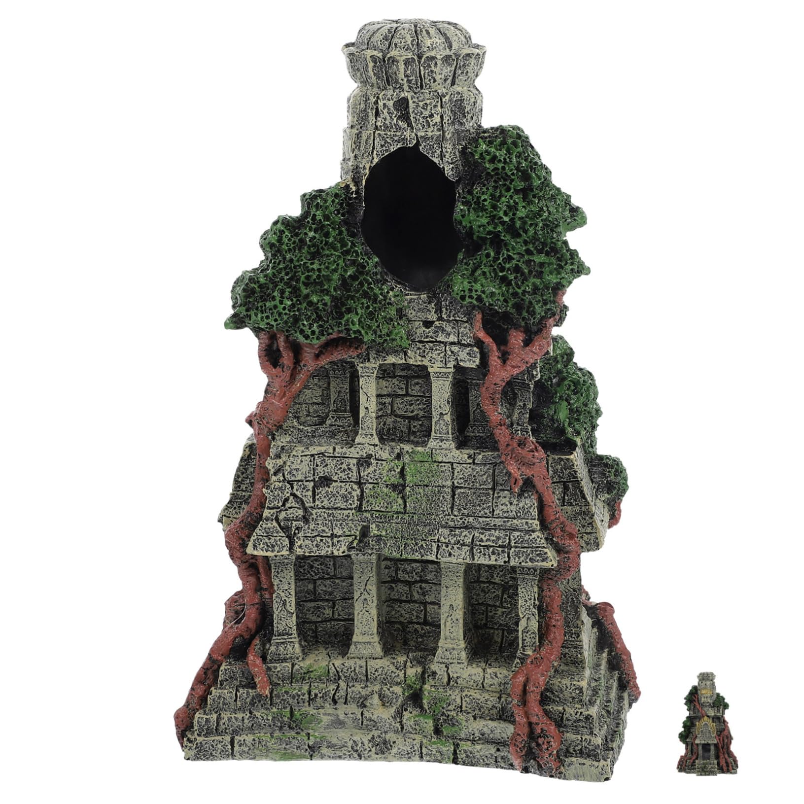 SUPVOX Décoration Aquarium Temple en Résine Réaliste, Cachette pour Poissons, Style Élégant, Adaptée Eau Douce et Eau Salée