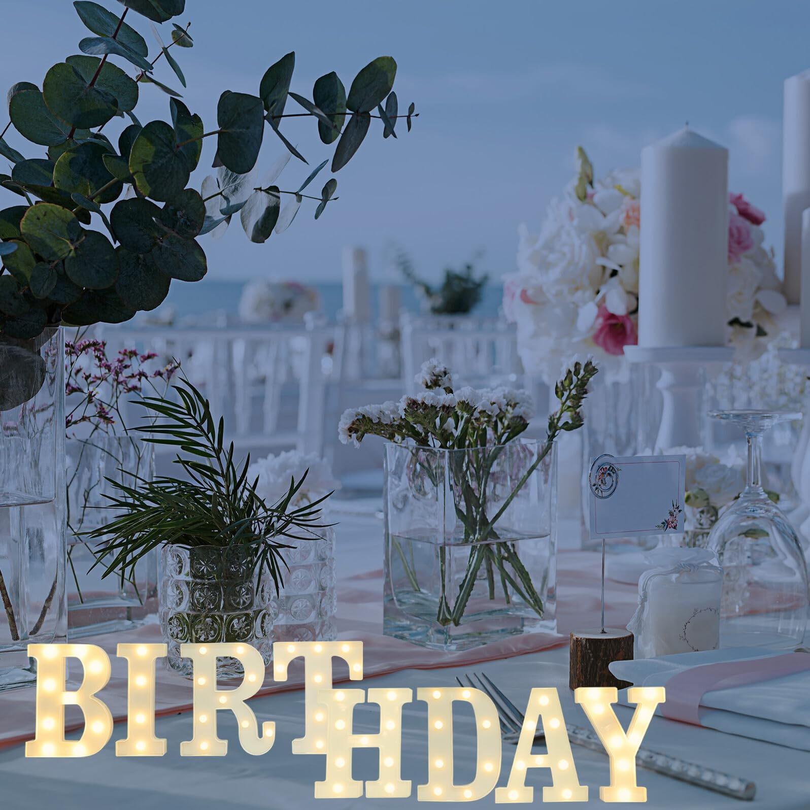 Lámparas LED de Letras Iluminadas Pilas, 8 Piezas de Plástico, Fáciles de Usar para Decoración en Ocasiones Obsequios y Cumpleaños
