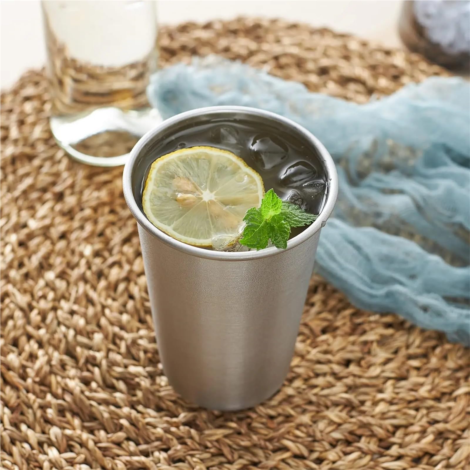 6 stück Edelstahl Pint Tassen 500ml Becher Camping Trinken Gläser Stapelbar Metall für Geburtstage Picknick