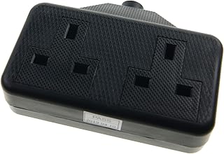 Ex-Pro 2 Gang High Impact Trailing Extension Socket, without Plug and Cable, 13A, Black - 1 Pack