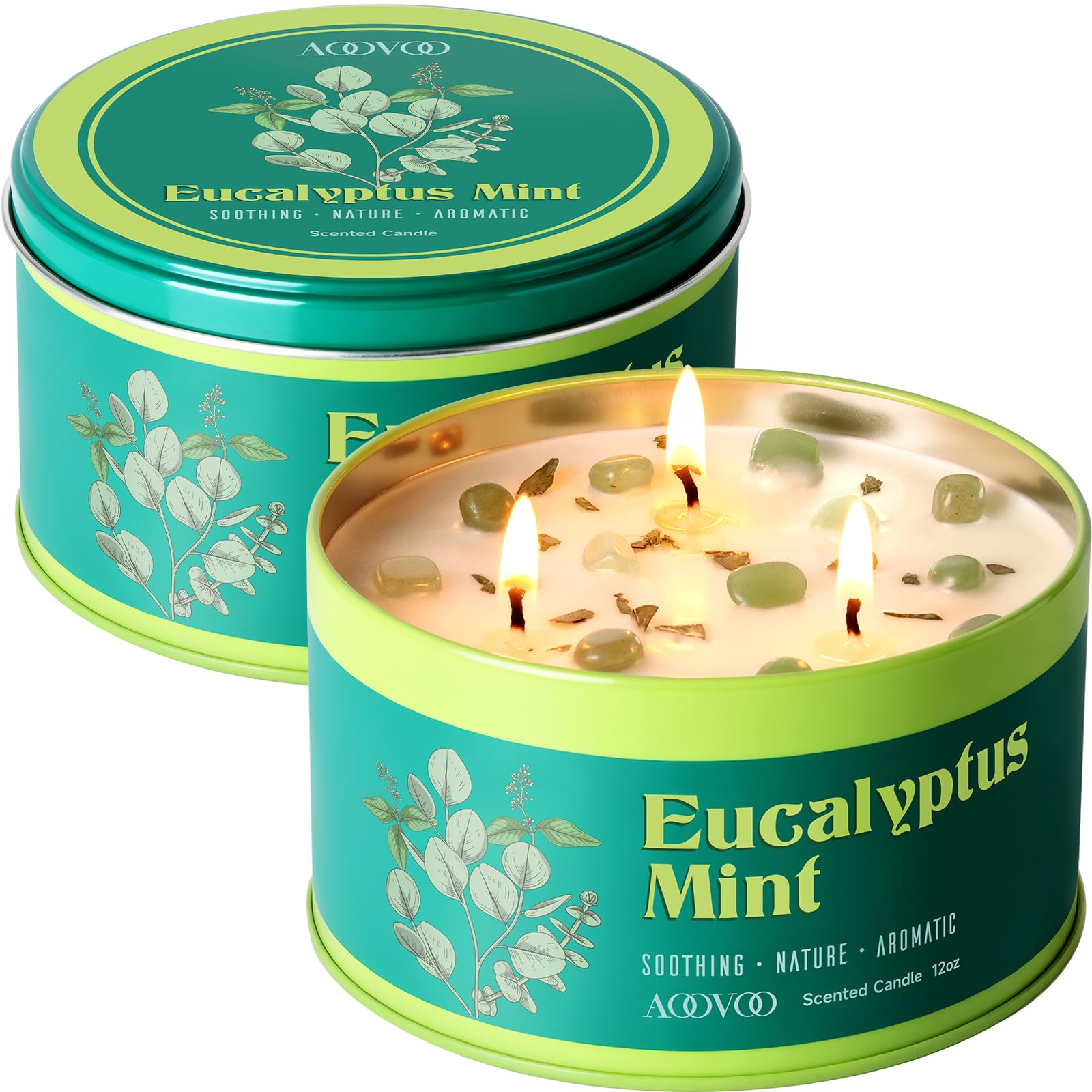 AOOVOO Eucalyptus Mint Candles for Relaxation - 2 Pack Scented Candle