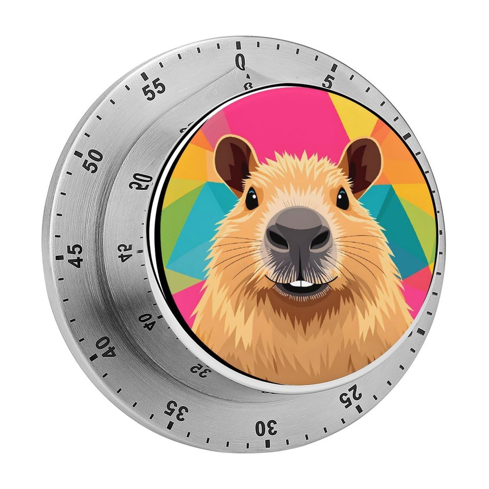Cute Capybara 60 Minute Wind Up Timer,Visual Mechanical Magnetic Timer with Loud Alarm for Kitchen