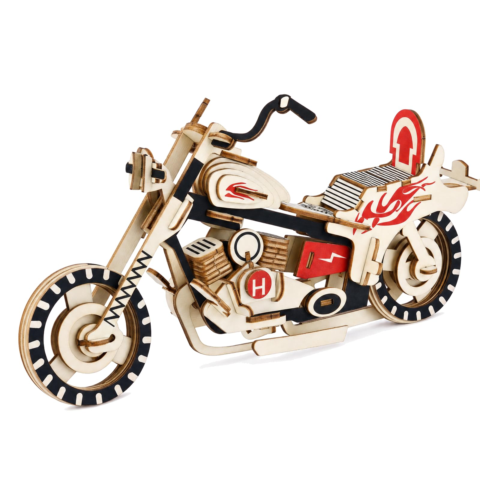98Pcs Wooden Model Kits, Motorbike Building Set