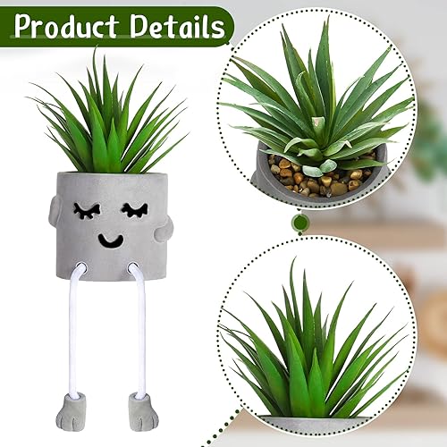 Miniatura 5 de Planta artificial en maceta, decoración de cubículos de plantas suculentas falsas, lindas plantas de escritorio falsas, patas colgantes, decoración