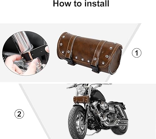 Miniatura 6 de X AUTOHAUX Bolsa de herramientas para motocicleta, bolsas para manillar, bolsa de equipaje de ciclismo, impermeable, piel sintética, redonda,