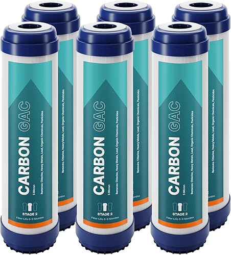 Miniatura 13 de NU Aqua Cartucho de filtro de carbón activado granular de ósmosis inversa – 10 pulgadas 1 micrón universal GAC RO – 2 paquetes de filtros premium