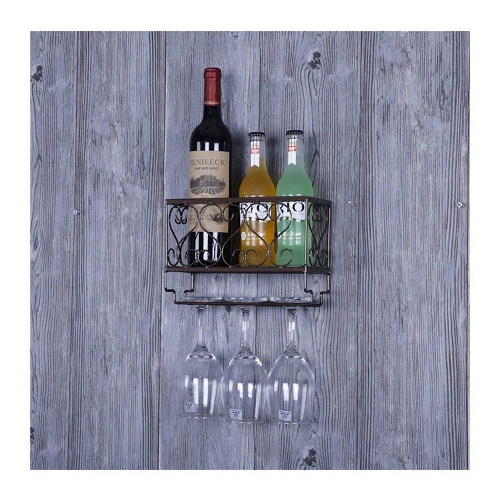 Casier à vin mural en métal avec porte-verres suspendu pour cuisine et bar