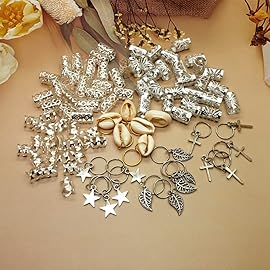 100 Pieces Hair Jewelry for Women Braids, 20 Pieces Loc Jewelry Accessories for Braiding Hair, Big Silver Braids Hair Rings for Dreadlocks Braiding Hair