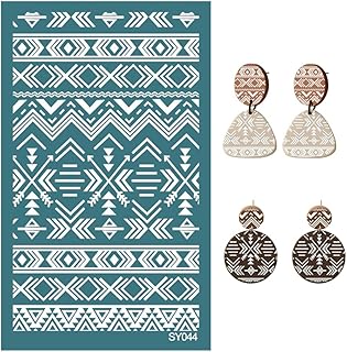 Silk Screen Stencils for Polymer Clay, Reusable Silk Screen for Polymer Clay, Silkscreen Printing on Clay Making Tools for Women Girl Jewelry Clay Earrings Decoration, Type 2