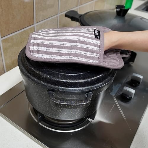 Miniatura 4 de Juego de 3 agarraderas de silicona resistentes al calor y antideslizantes, almohadillas calientes profesionales para horno con bolsillos para