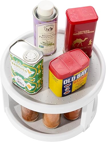 Miniatura 4 de madesmart Tocadiscos clásicos individuales de 10 pulgadas, color blanco, colección clásica, organizador de cocina, fácil de girar, forro