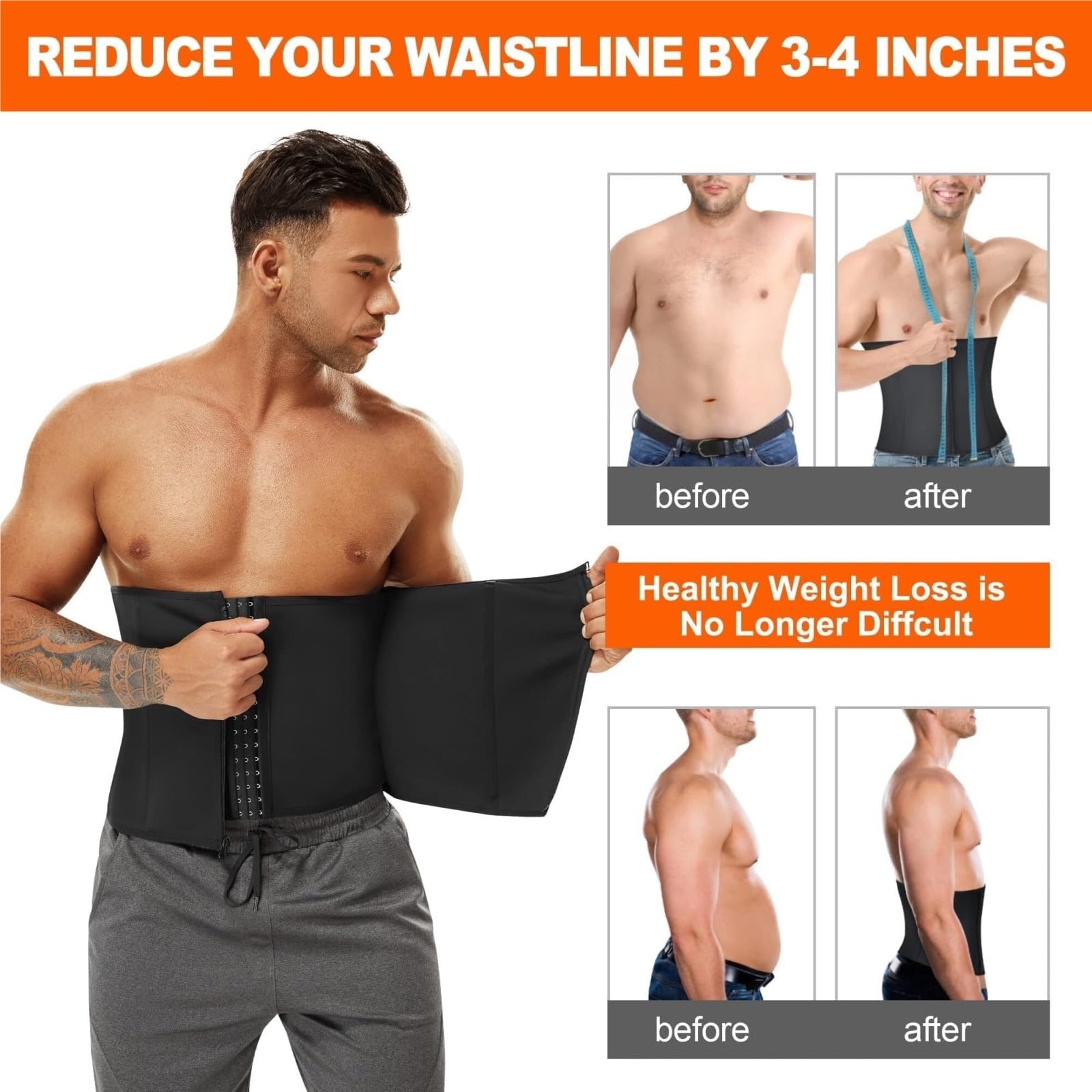 Faja Lumbar Corsés De Entrenamiento De Cintura, Ropa Moldeadora De Control De Abdomen, Faja Deportiva para Entrenamiento, Moldeador Corporal Adelgazante Cinturón Apoyo Lumbar(Large)