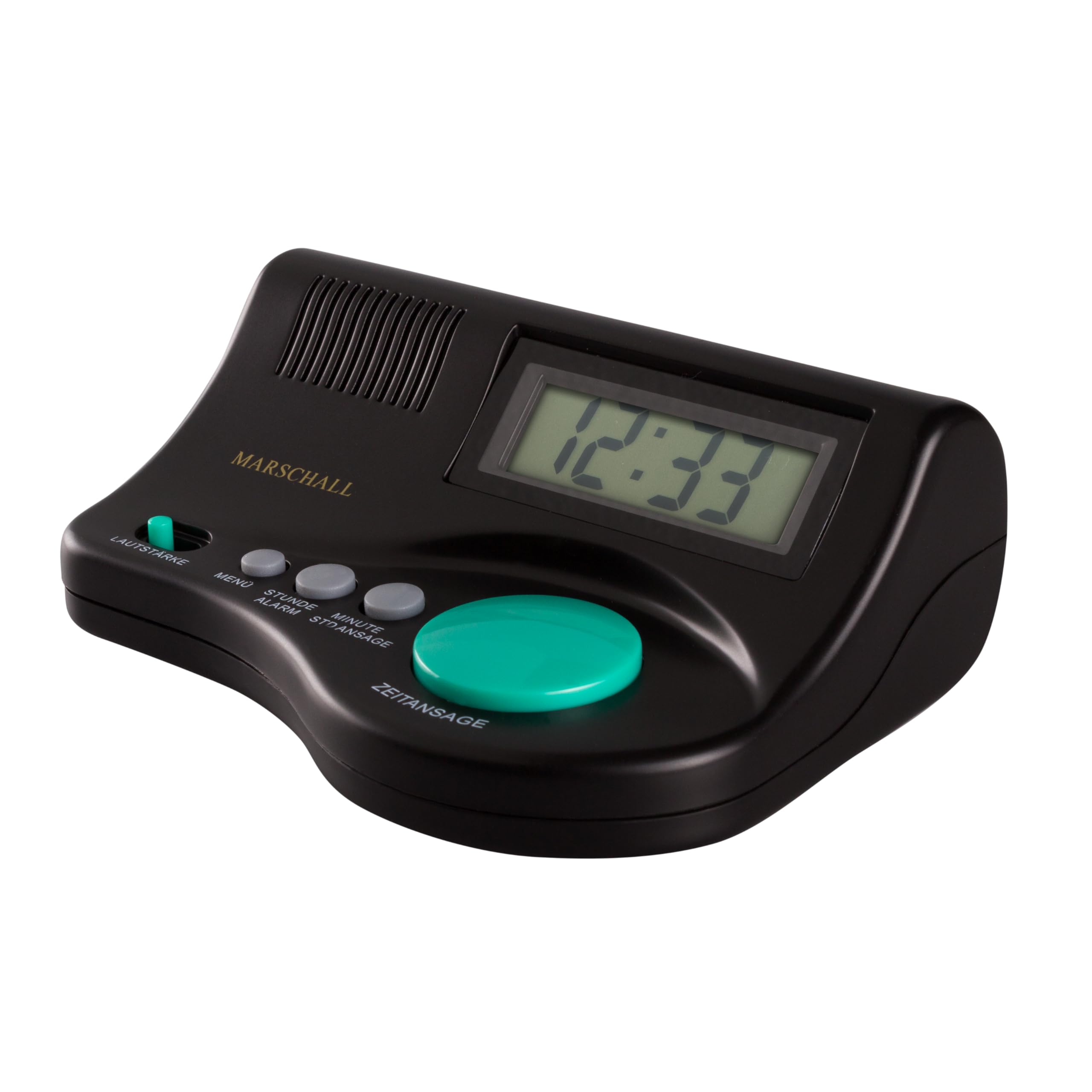 Marschall German Talking Table Clock I 1009 I Large Digital Display I Adjustable Volume I Alarm Function I Hourly Time Announcement