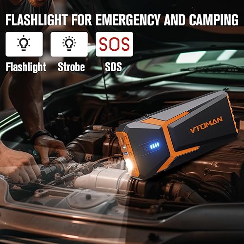 Miniatura 4 de VTOMAN V10 Pro Jump Starter, arrancador de coche portátil de 4500 A (todo a gas, motor diesel de 10.0L) caja de litio de 12 V, batería de refuerzo