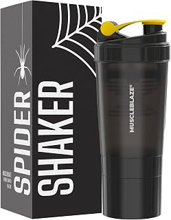 MuscleBlaze Plastic Spider Gym Shaker (Black, 500ml) | 100% Leakproof | BPA-Free | Ideal for Whey Protein Price In India