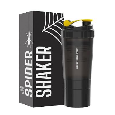 MuscleBlaze Plastic Spider Gym Shaker (Black, 500ml) | 100% Leakproof | BPA-Free | Ideal for Whey Protein