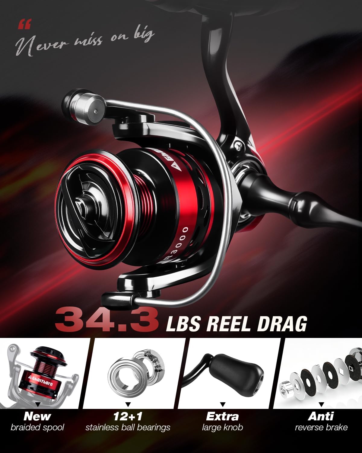 Ghosthorn Fishing Rod and Reel Combo Collapsible Fishing Pole Telescopic Fishing Rod Combo Travel Portable Fishing Set Carbon Fiber with Carrier Bag for Saltwater Freshwater