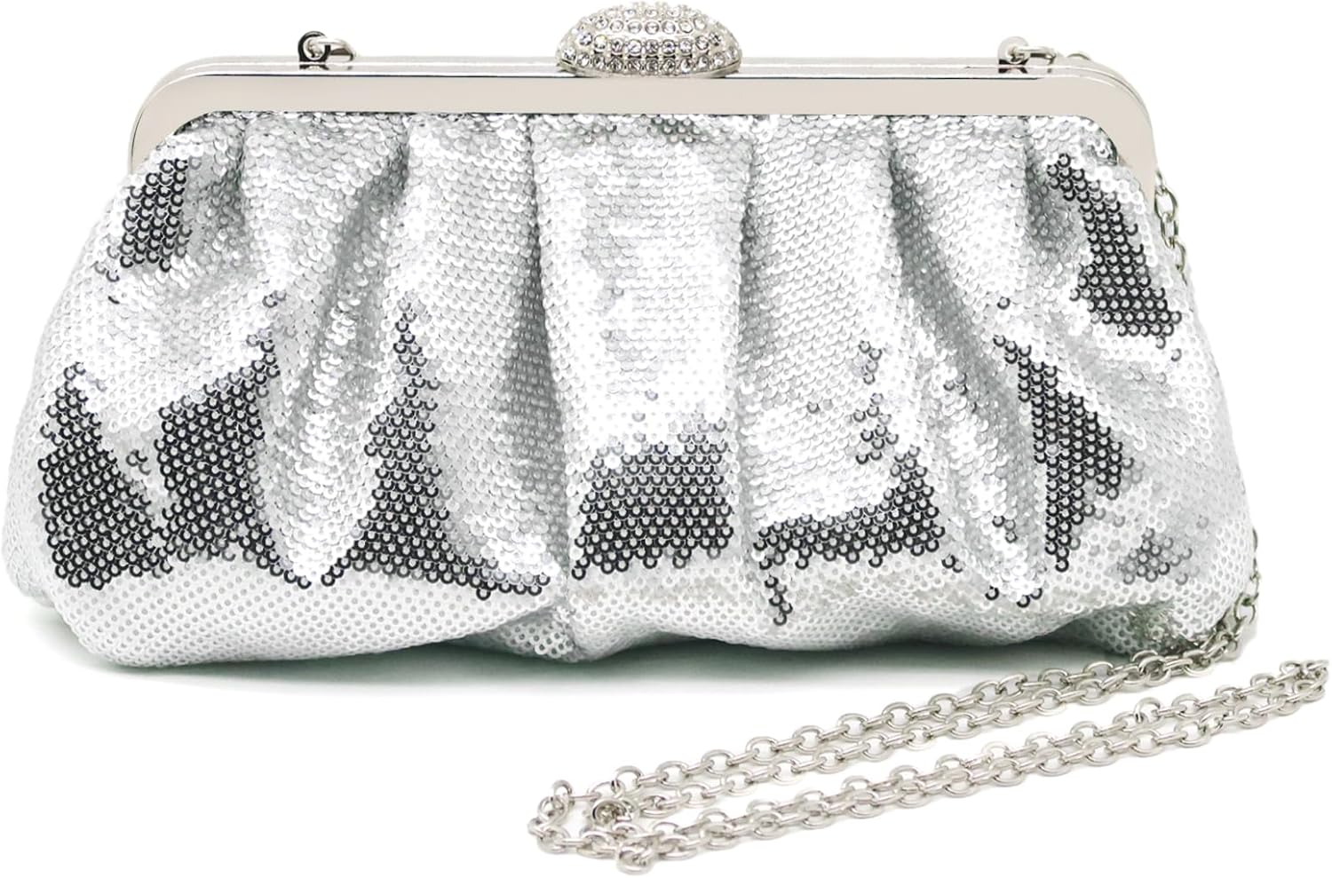 Sequin Clutch Purses for Women Beaded Pleated Clutch Bag Glitter Dressy Wedding Party Formal Evening Bags
