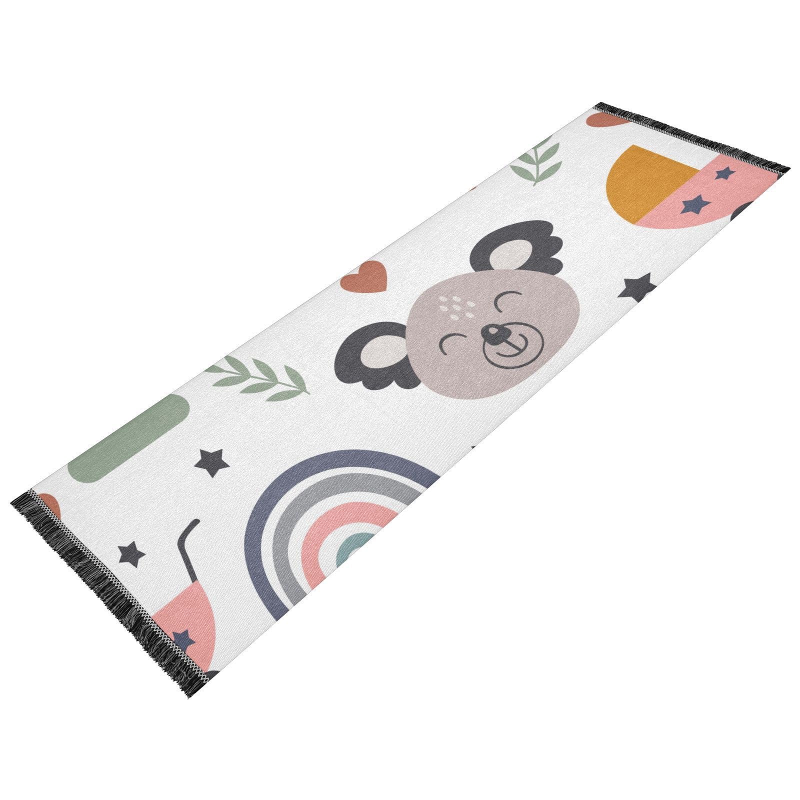 BolazHallway Runner Rug，Funny Korala Rainbow,Long DoorMats Indoor 24"x72" Non-Slip Ultra Soft for Bedroom Bathroom Laundry Living Room