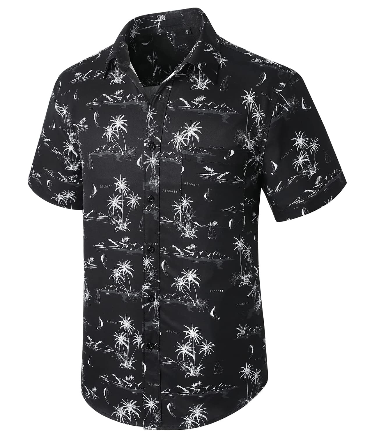 Enlision Camisa Hawaiana Hombre Funky Manga Corta Camisas Hawaianas con Bolsillo Delantero Impresión de Hawaii Playa Flores Piña Palma Hoja Aloha Shirt