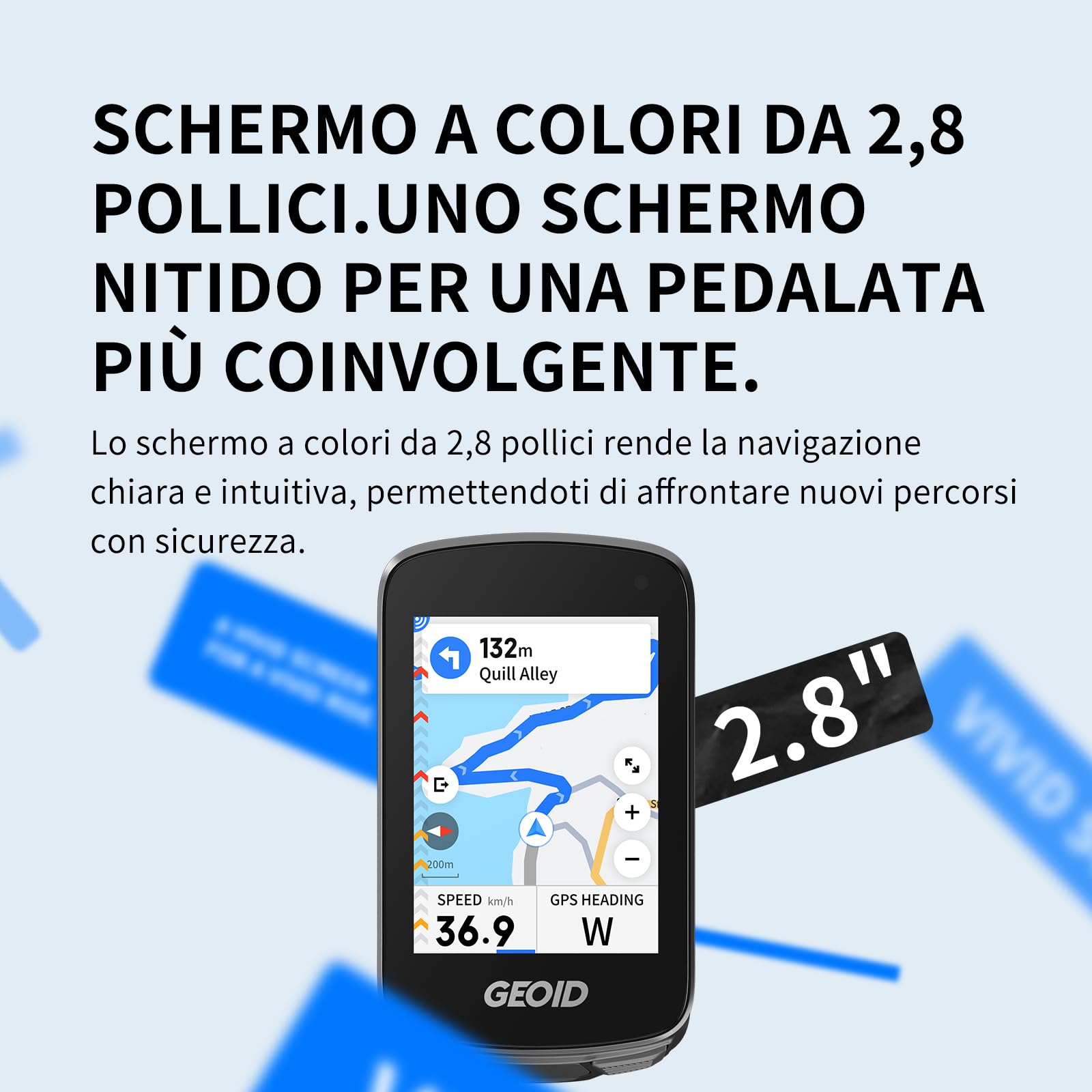 GEOID CC700 Pro GPS Ciclocomputer Touchscreen 2,8 Pollici Mappe Complete IPX7 Impermeabile