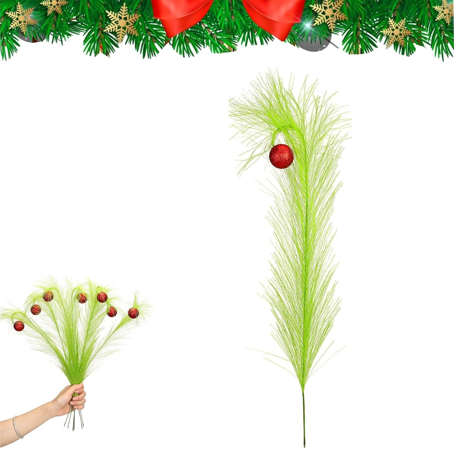 8PCS Christmas Tree Picks Decorations Red Green Christmas