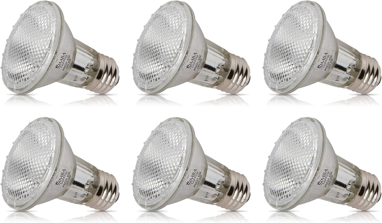 Simba Lighting Halogen PAR20 Light Bulb 39W 39PAR20/FL 30deg Spotlight Dimmable (6-Pack) for Indoor Recessed Can, Range Hood and Outdoor PAR 20, 120V E26 Base, 50W Replacement, 2700K Warm White