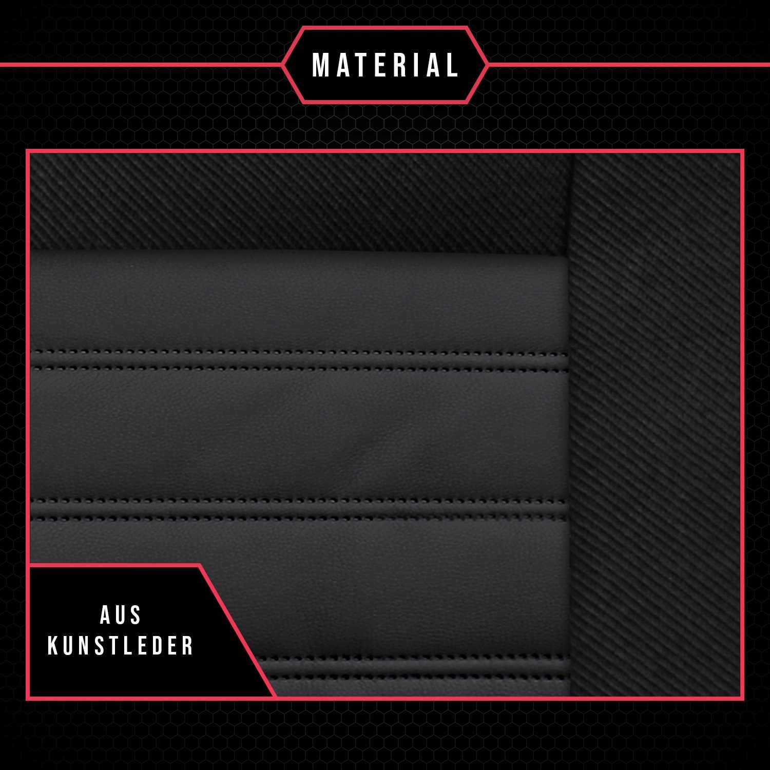 Autositzbezüge universal Auto Sitzbezüge kompatibel mit Chrysler PT Cruiser Kunstleder und Polyester Autoschonbezüge Schwarz Sitzauflage Vorne und Hinten