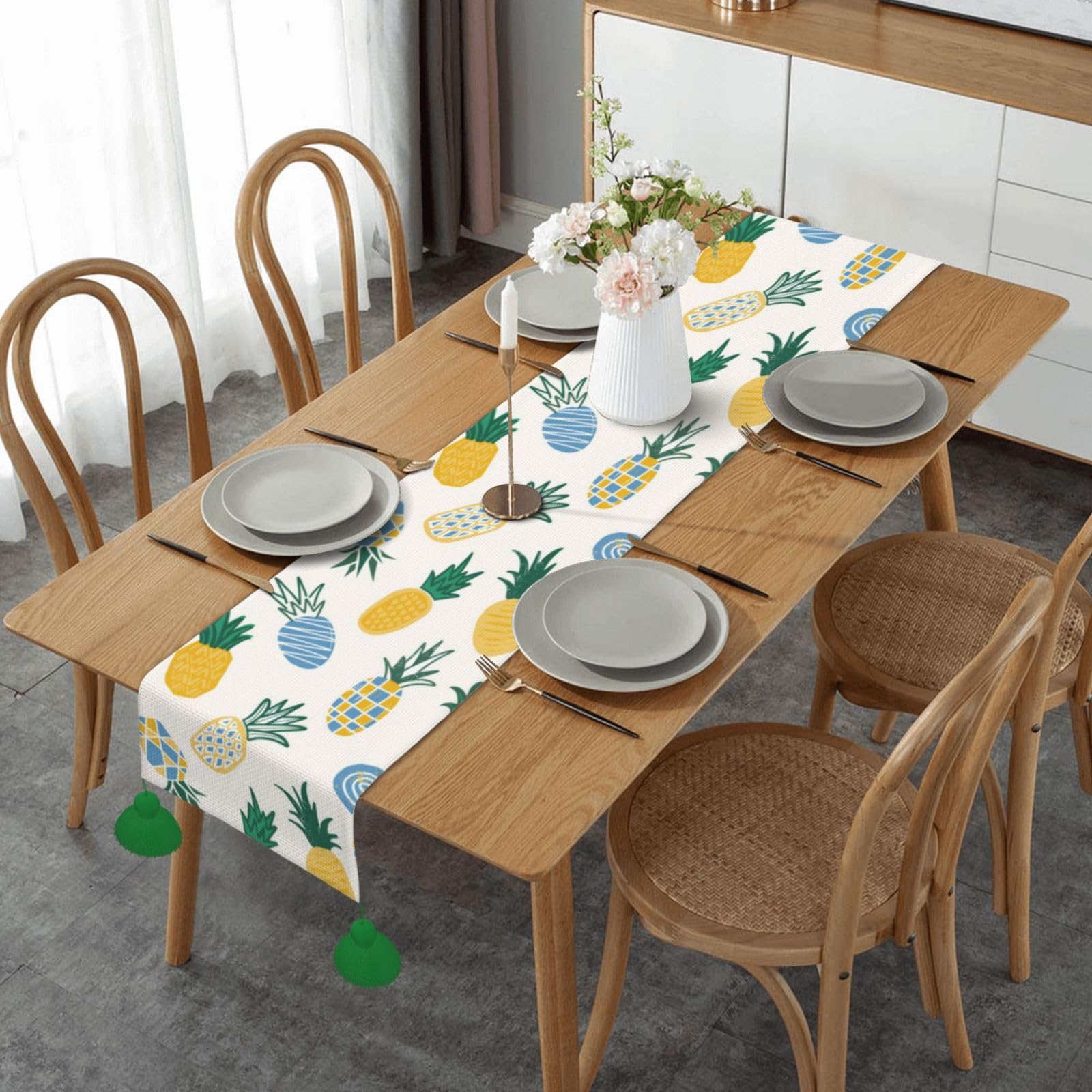 Chemin de table ananas en lin : l'élégance pour vos fêtes