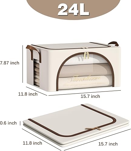 Miniatura 7 de Furnhome Paquete de 3 contenedores de almacenamiento de ropa con marco de metal, almacenamiento de suéter para armario, contenedores de