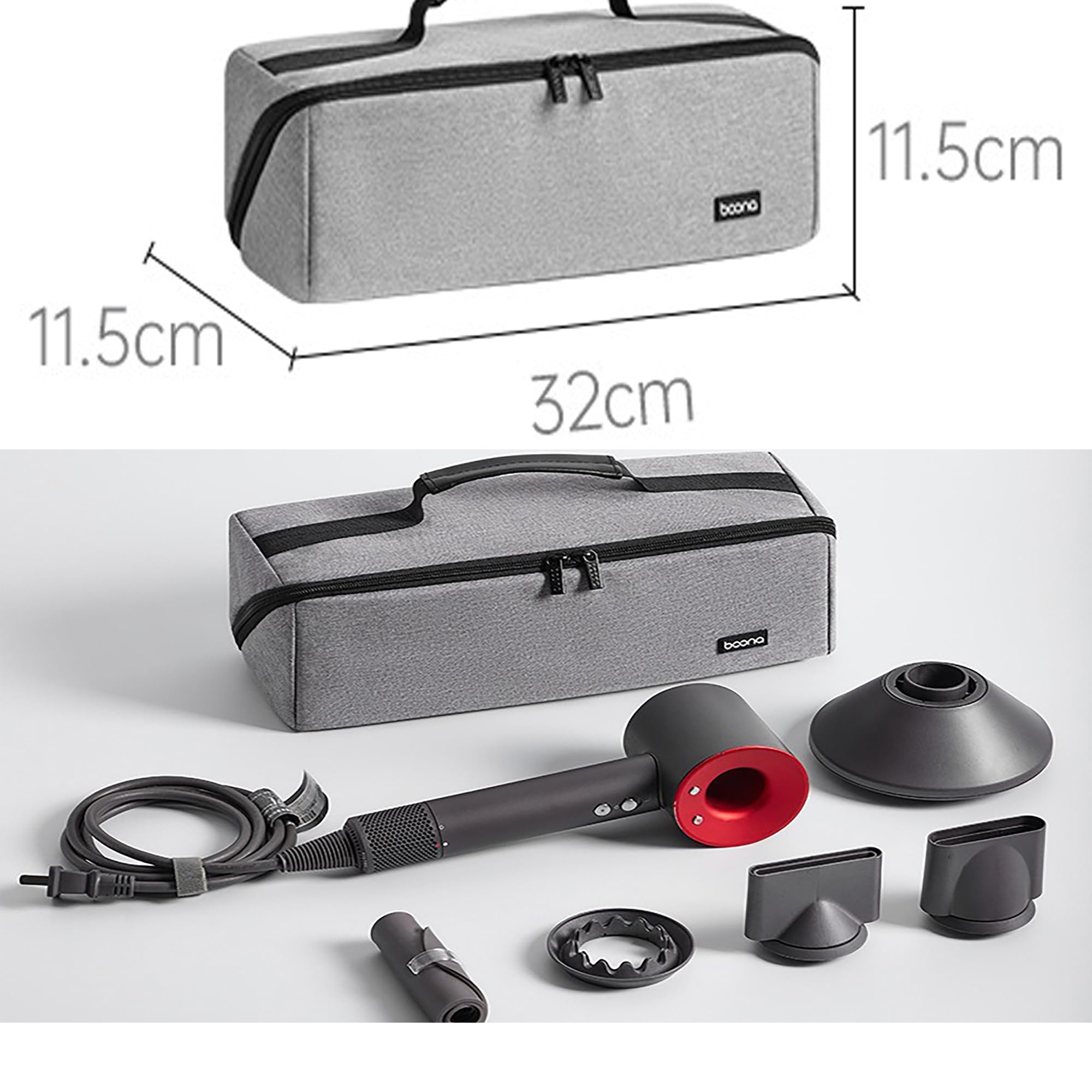 YUEMING Futerał do Dyson Airwrap, przenośny organizer podróżny do przechowywania kompatybilny z Dyson Airwrap Styler, Czarny, Jeden rozmiar