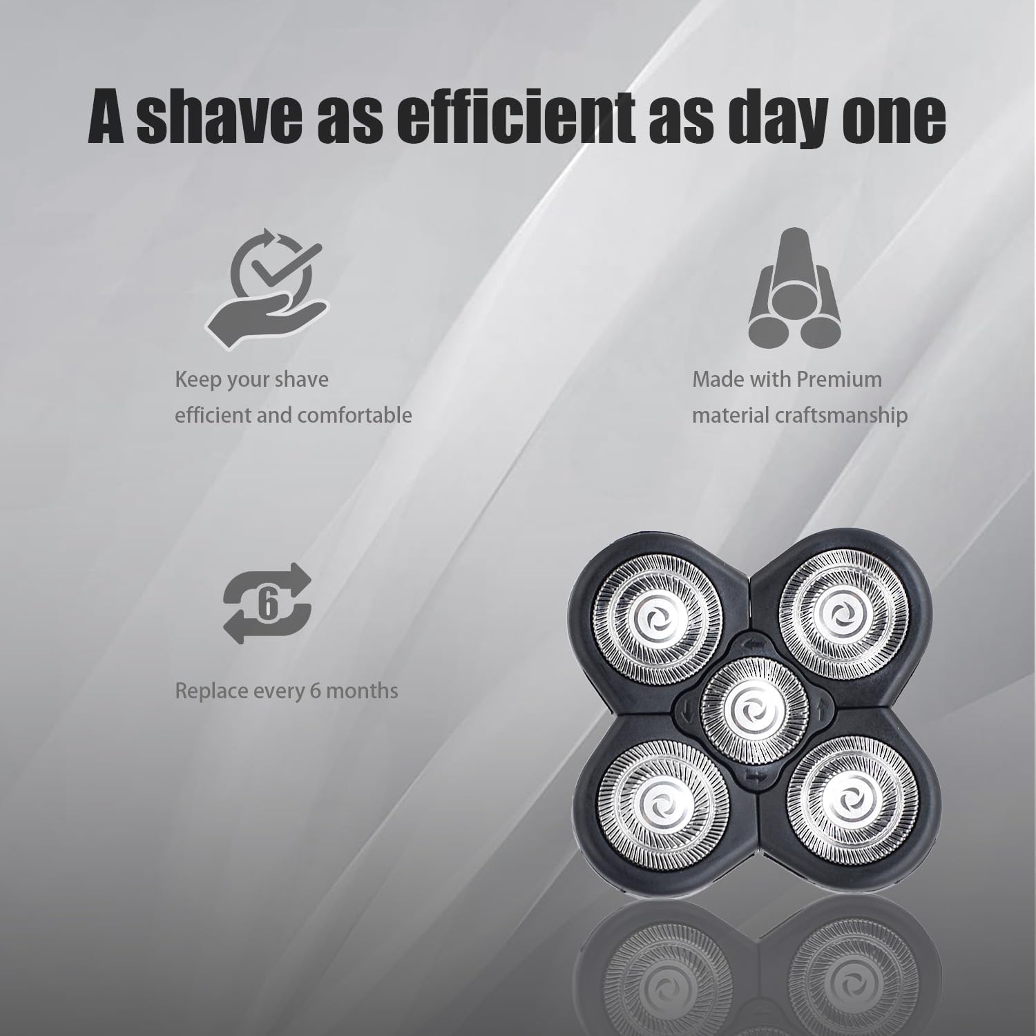 3 Pack Blades Refills Compatible with Freebird Shaver, 5 Blades Shaver Replacement Head for Bald Men, Electric Razor Replacement Heads for Freedom Grooming with 3 Cleaning Brush - Image 3