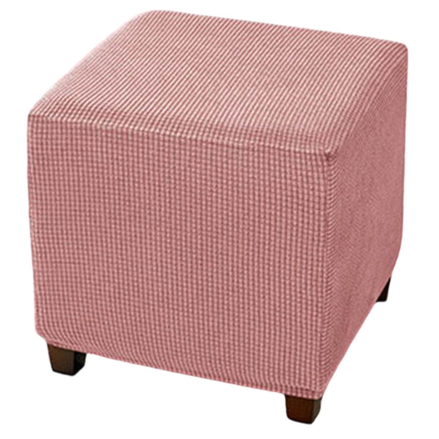 uyeoco Ottoman Slipcover Cover, 30x30/35x35/40x40/45x45 cm Square Footstool Protector Covers Stool Ottoman Covers Stretch with Elastic Bottom,Machine Washable(Peach,50x50 cm)