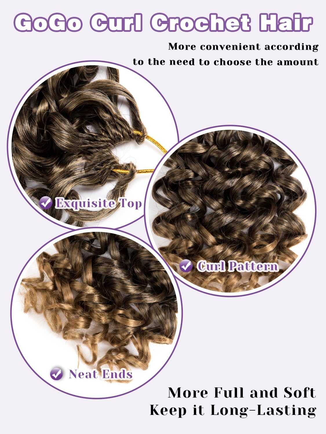 MYQUEEN Curly Crochet Hair for Women Ombre Blonde 7 Packs GoGo Curl 8 Inch Pre Looped Beach Ocean Water Wave Deep Twist Braids Synthetic Extensions T27#