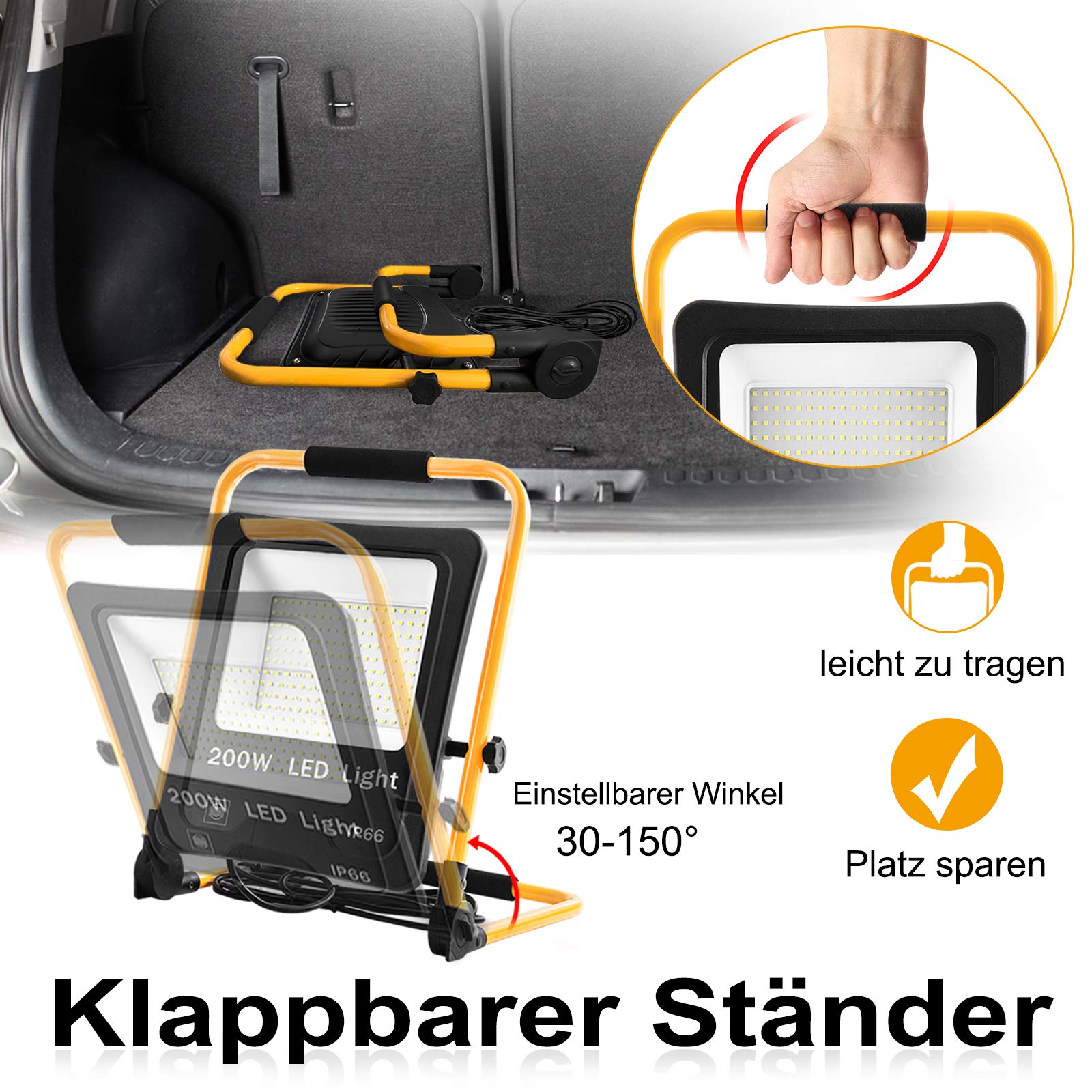 LED Bouwlampen Op Statief 120 Cm | 4000K | 5100 Lumen | IP54 | 2x 30W Ldr06722 M14 Big
