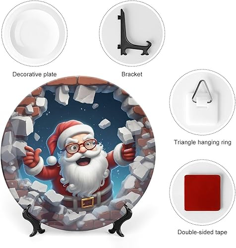 Miniatura 3 de Platos decorativos de Navidad, divertido plato de exhibición de pared de Papá Noel roto para decoración de mesa de cocina, oficina en casa, platos