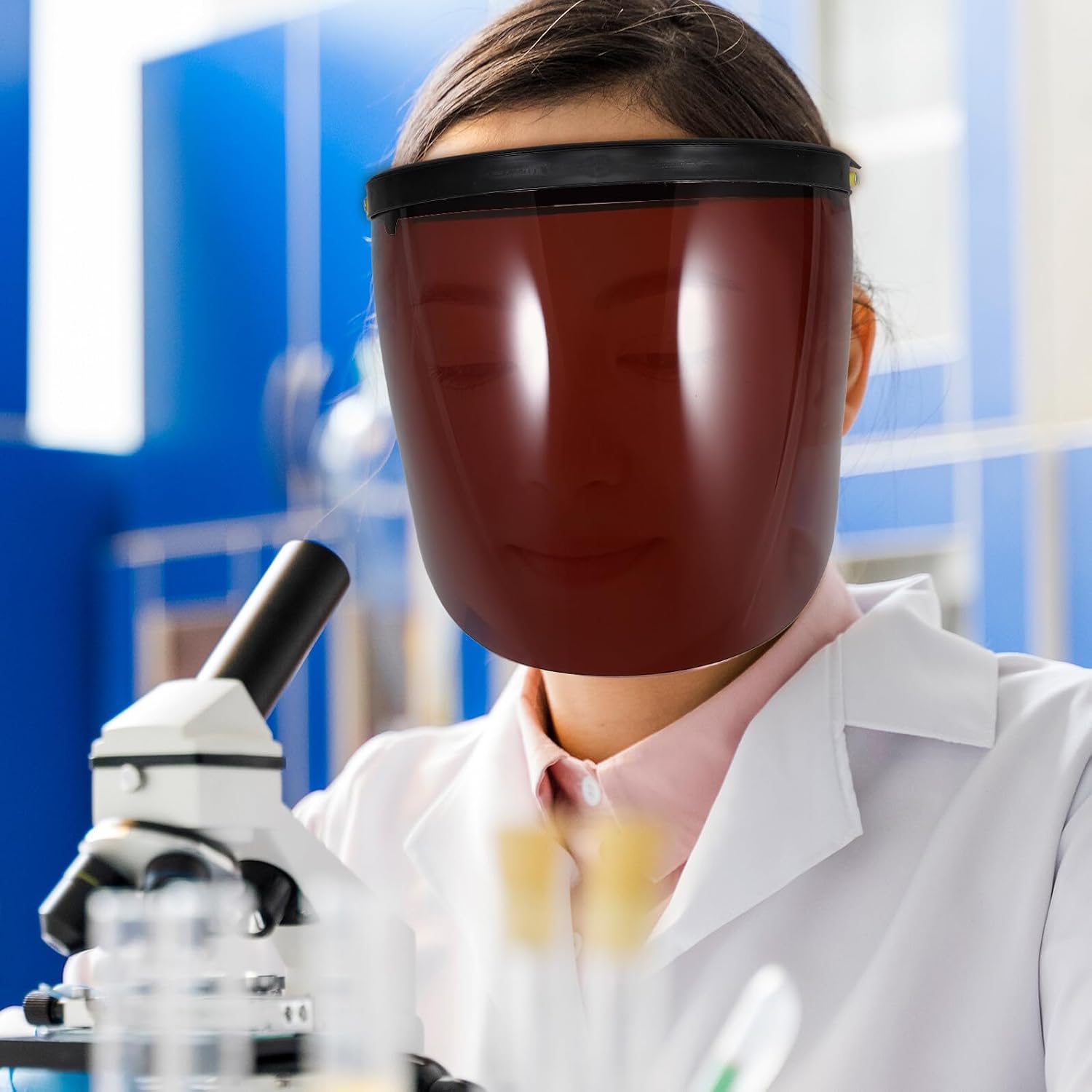Welding with Tea-tinted Protective Visor, Impact-resistant Face Safety Shield for High-temperature Industrial Use, Welder Hood Eye Protection for Grinding and Cutting