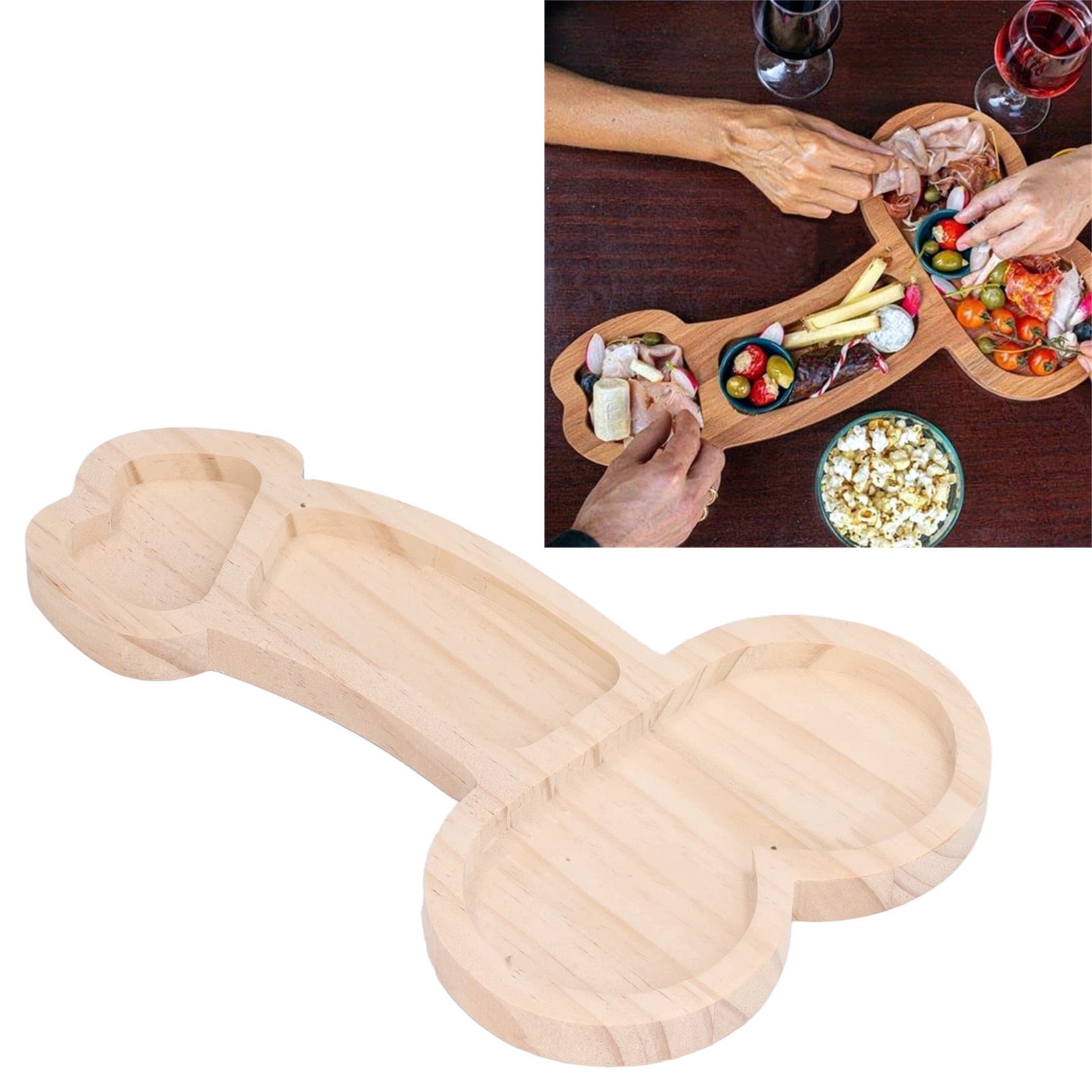 Tabla de Aperitivos Novedosa, sin Olor, sin BPA, Plato de Queso, Madera de Haya, Práctico Plato de Comida, Tabla de Aperitivos Divertida, Plato de Corte de Queso, Regalos para Pastel de Bistec(#1)