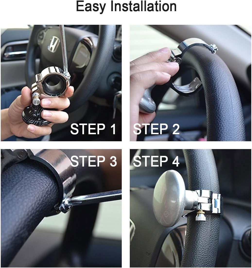 Metal + ABS Truck Steering Wheel Suicide Spinner Handle Power Ball Booster Spin Knob Clamp Fit for Universal Car (brown) : Automotive