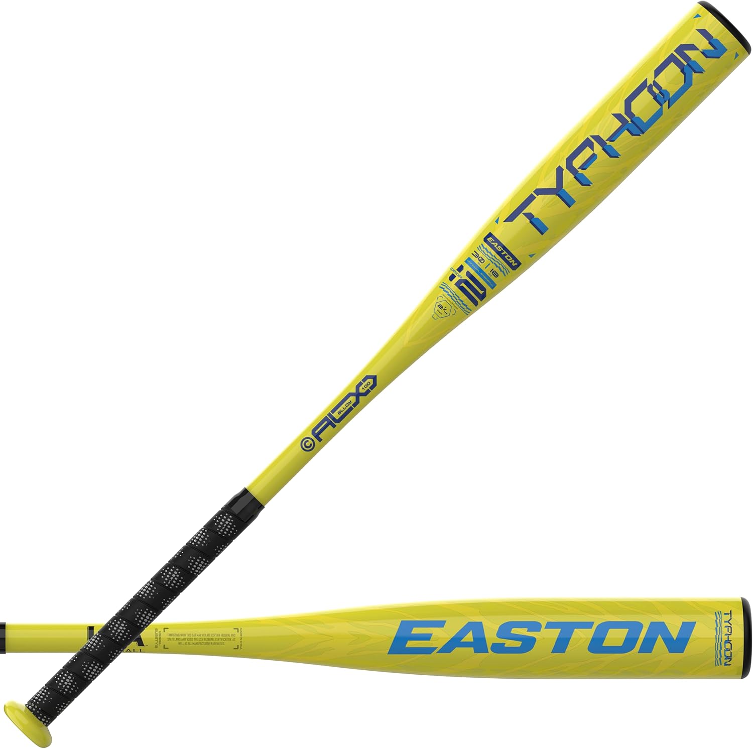 easton | typhoon baseball bat | usa | -12 drop | 2 1/4" barrel | 1 pc. aluminum yellow/blue 29 inch