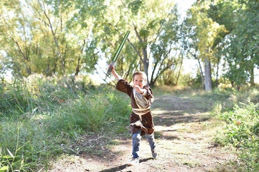 Little Adventures Galactic Warrior Hooded Robe with Belt (Galactic Hero (Brown), Large Age 5-7) - Machine Washable Child Pretend Play and Party Dress-Up
