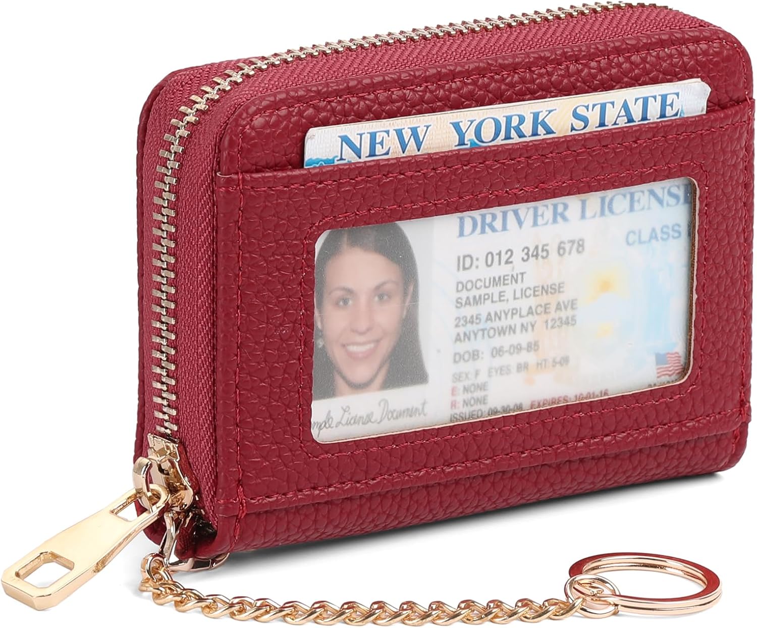 SENDEFN Leather Credit Card Holder for Women RFID Blocking Keychain Wallet Small Accordion Cases with ID Window - Image 9