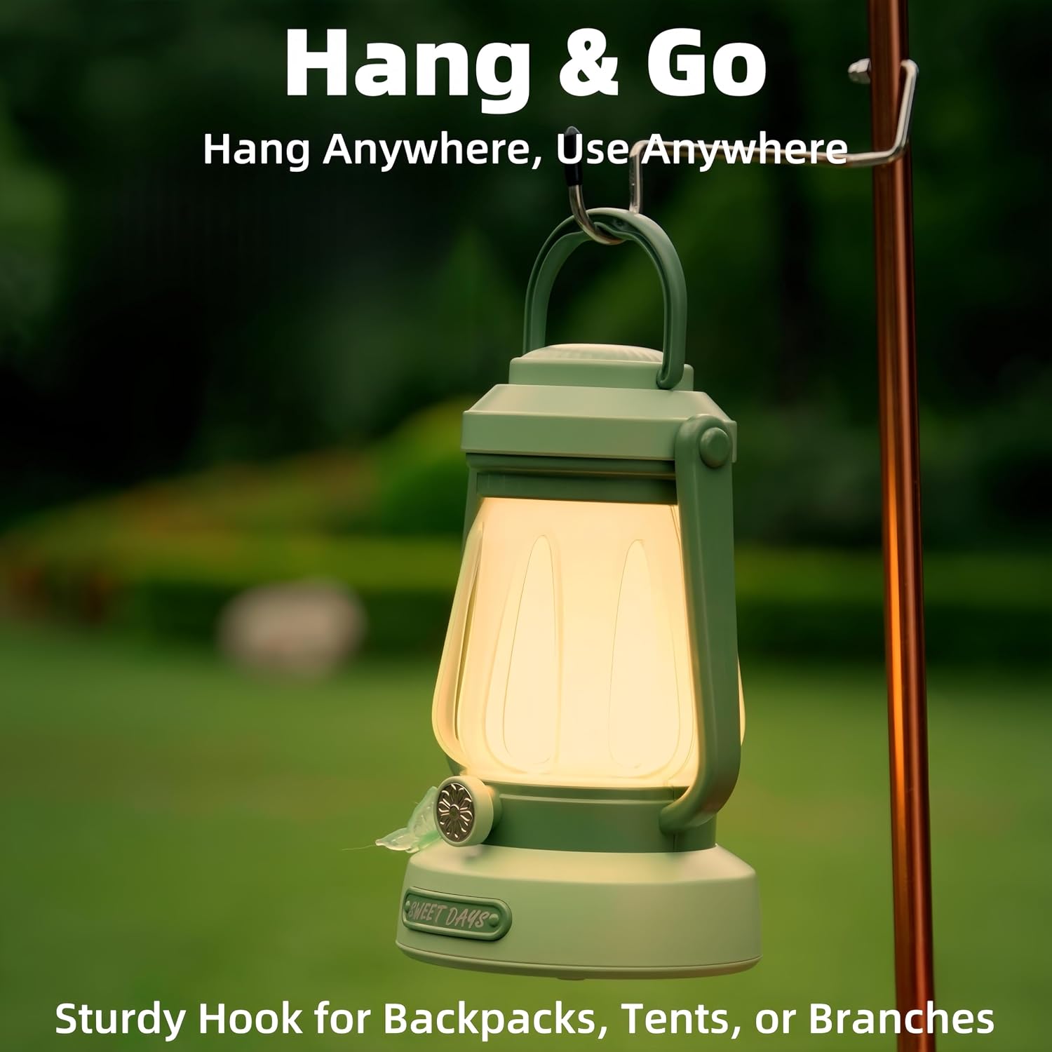 Kids Lantern with 4 Color Dimmable & USB-C Charging, Camping Lantern for Bedroom, Indoor Outdoor Adventures & Emergency Use Toddler Flashlight, Power Outages Camping Essentials for Kids (Green)