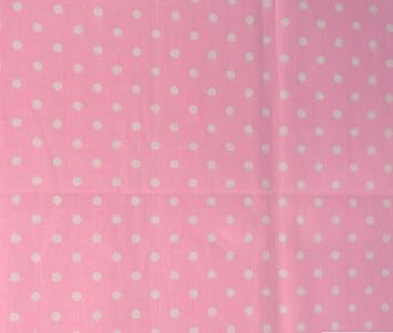 Small Polka Dot Poly Cotton White Dots on Pink 58 Inch Fabric By the Yard F.E.