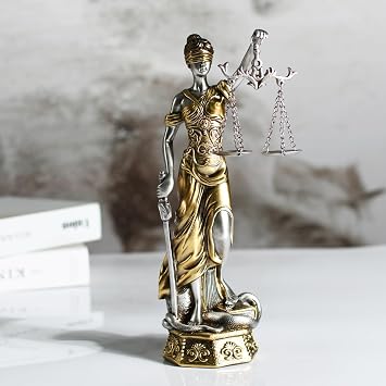 Lady Justice Statue Sculpture 10 inches - Greek Roman Goddess of Justice Holding Justice Scales and Sword Resin Statue Figurine for Home and Office Decor