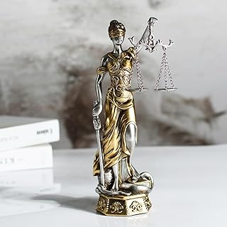 Lady Justice Statue Sculpture 10 inches - Greek Roman Goddess of Justice Holding Justice Scales and Sword Resin Statue Figurine for Home and Office Décor